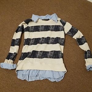 Sweater with Shirt under look